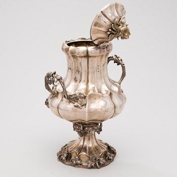 A Finnish neo rococo silver samovar by Anders Wilhelm Felixsson, Lovisa 1857.