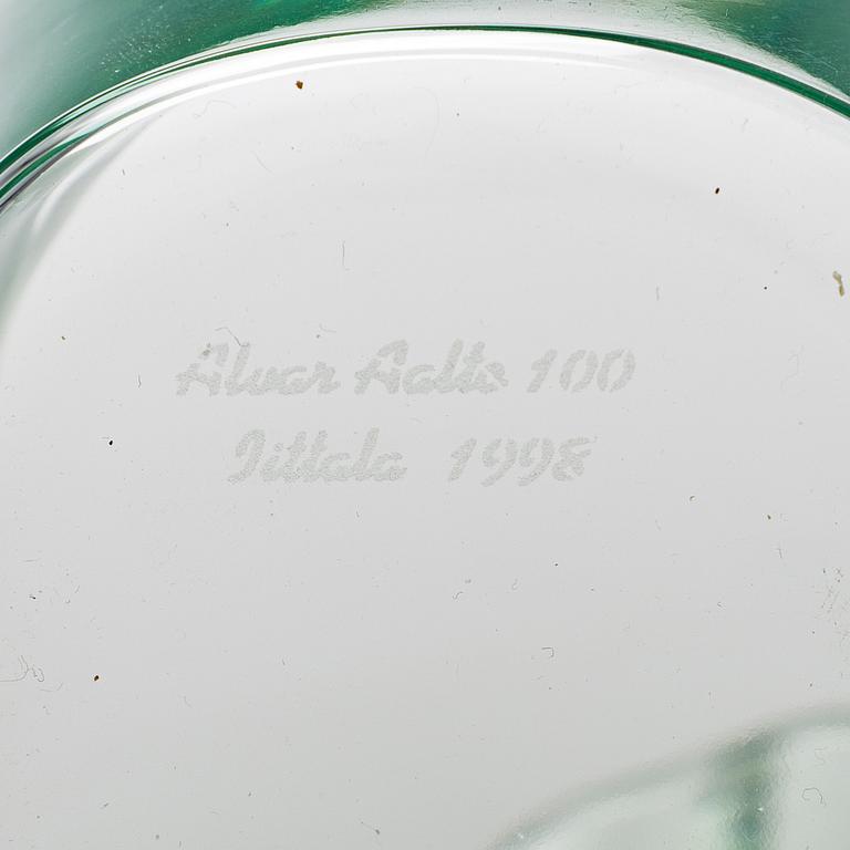 Alvar Aalto, maljakko, 3030, lasia, "Savoy", merkitty "Alvar Aalto 100 Iittala 1998".