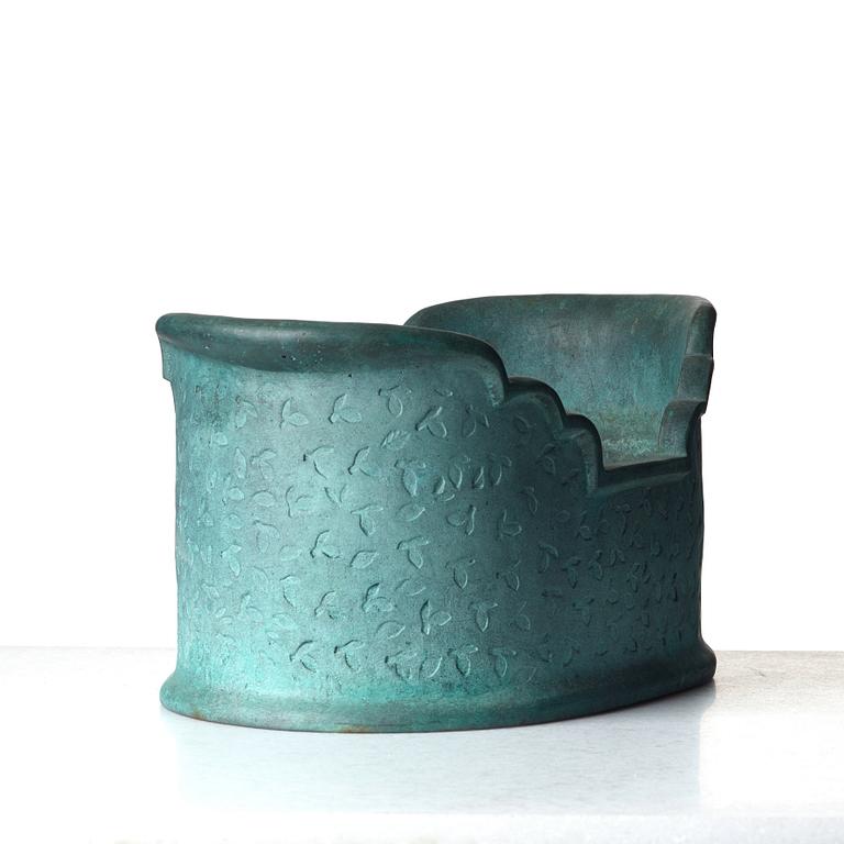 Signe Persson-Melin, a green patinated bronze "Barca" jardinière by Skånska Klockgjuteriet AB, Hannas, Sweden 1999.