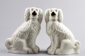 PARHUNDAR, flintgods. Staffordshire-typ. 1800/1900-tal.