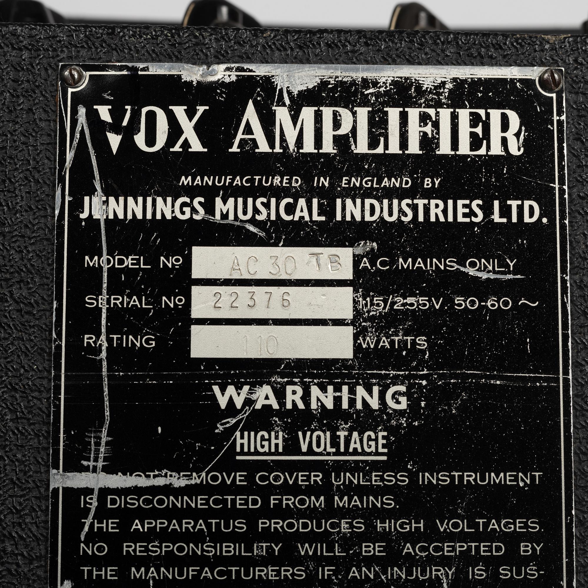 Vox, "AC-30 Top Boost", guitar amplifier, England, 1966-67.