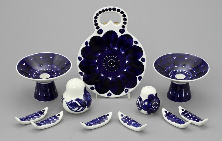 PARTI PORSLIN, 11 delar, porslin, delvis "Valencia", Ulla Procopé, Arabia, Finland, 1900-tal.