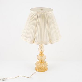 Table lamp, glass, possibly Barovier & Toso, Murano, Italy.