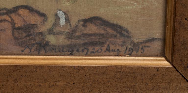 NILS KREUGER, blandteknik, signerad och daterad aug 1915.
