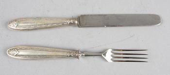 BESTICK, uppsättning, 21 delar, låghaltigt silver, 1900-talets första hälft.