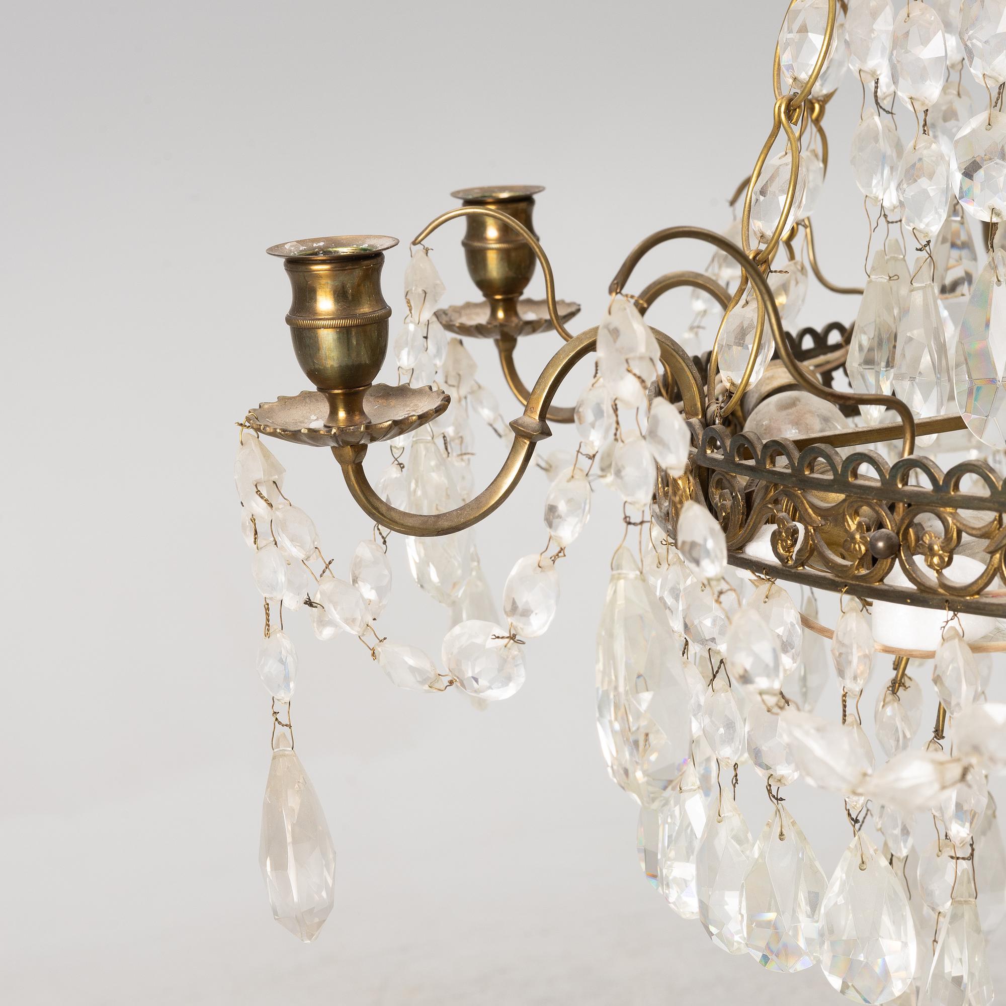 Chandelier, Gustavian style, mid-20th century.