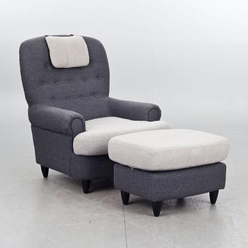 FÅTÖLJ med FOTPALL,  "Jättepaddan", Carl Malmsten.