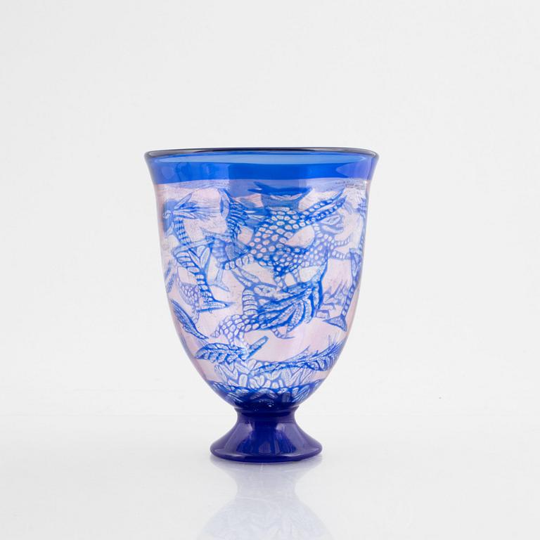 Ulrica Hydman-Vallien, a unique 'graal' glass vase, Kosta Boda.