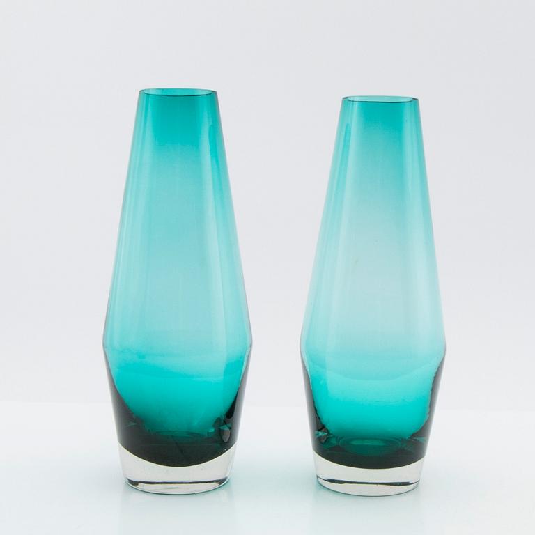 Tamara Aladin, Vases, 4 pcs, glass, Riihimäen Lasi, Finland, 1960s/70s.