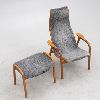 Yngve Ekström, a "Lamino" armchair with ottoman, Swedese, Sweden, late 20th century.