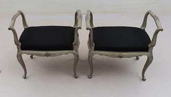 TABURETTER, 1 par, rokokostil, 1900-tal.