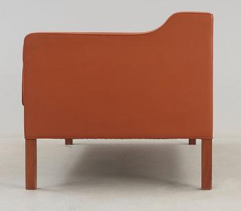 A Børge Mogensen brown leather two-seated sofa, Fredricia Stolefabrik, Denmark.