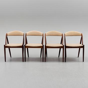 KAI KRISTIANSEN, four rosewood 'Pige' chairs from Denmark, 1960's.