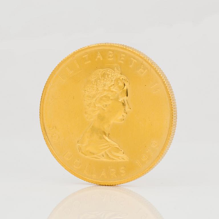 GULDMYNT. 50 Dollars, Canada, 1979. Vikt ca 32 g.