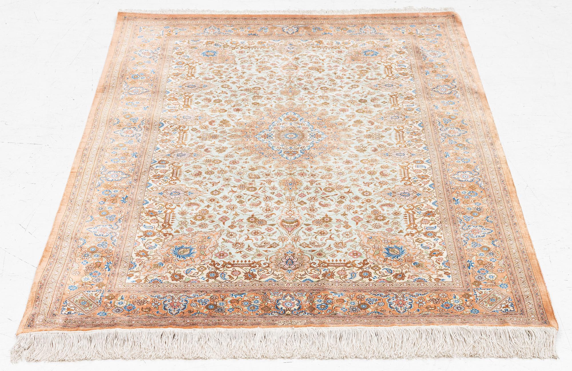 Rug, Old Ghom Central Persia, Signed Abbas Janshidi, c. 150 x 93 cm.