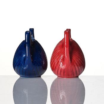 Hertha Bengtson, a 'Blå Eld' 6 pieces tea service, Rörstrand, Sweden 1951-71.