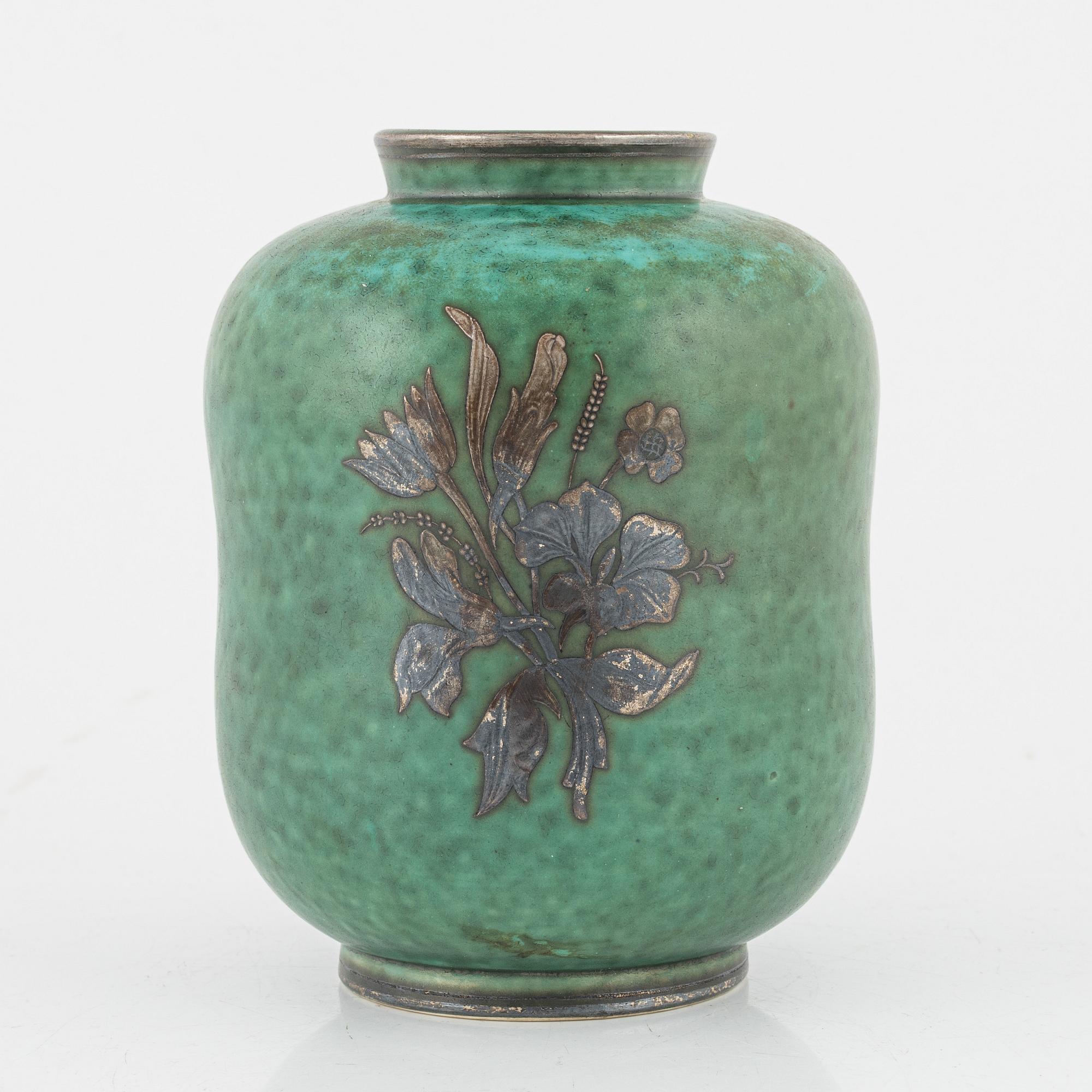 Wilhelm Kåge, an 'Argenta' stoneware vase, Gustavsberg, dated 1979.
