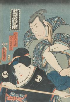 Utagawa Kunisada (Toyokuni III), Japanilaiset puupiirrokset, 3 kpl.