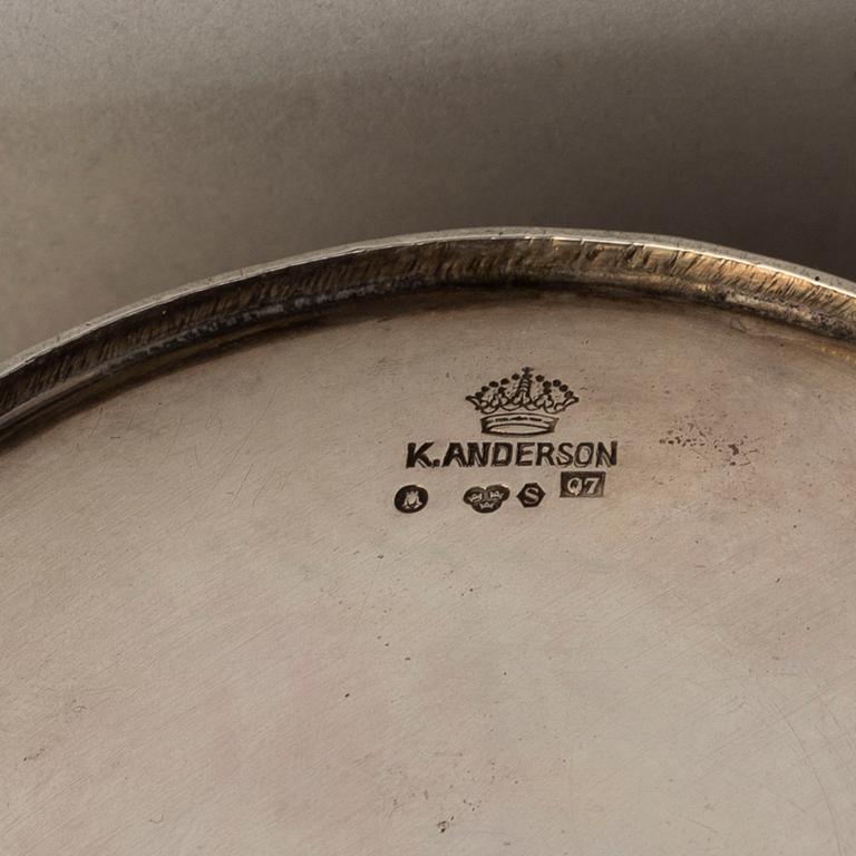 K ANDERSSON, bonbonjär, silver, jugend,  Stockholm 1918.