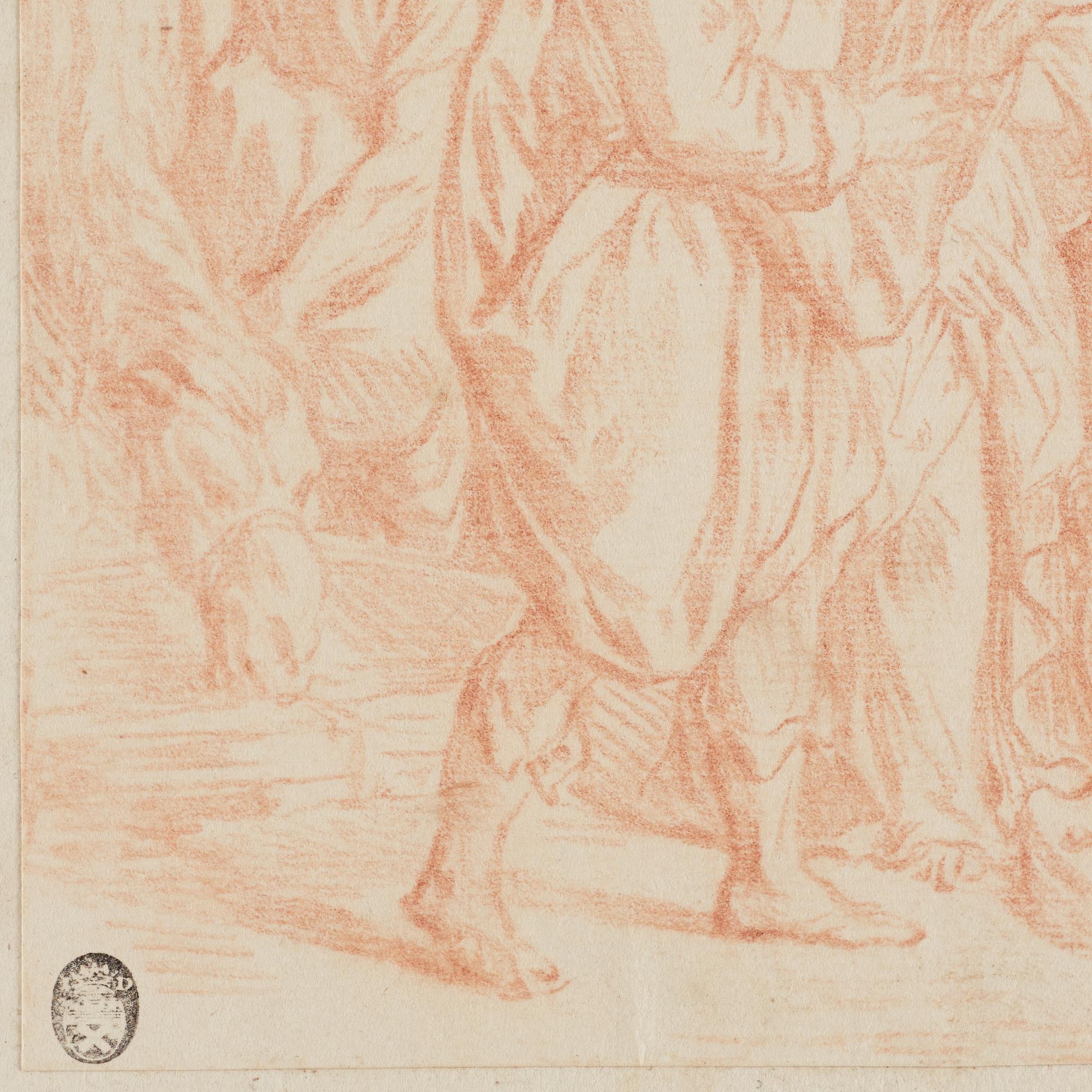 ITALIENSK SKOLA 1700-TAL, osignerad. Rödkrita, bildyta 30 x 18 cm.