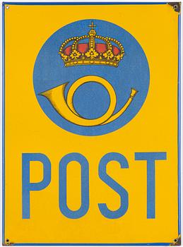 Emaljskylt, "POST", 1900-talets första hälft.