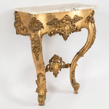 A MIRROR AND CONSOLE TABLE, late 19th century.