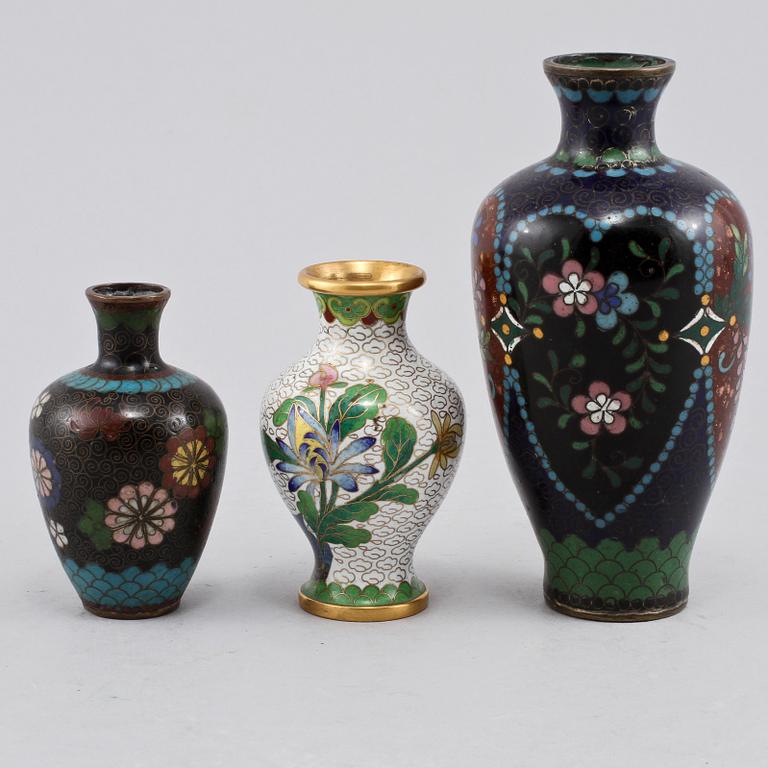 VASER, 6 st, cloisonné, orientaliska, 1900-tal.