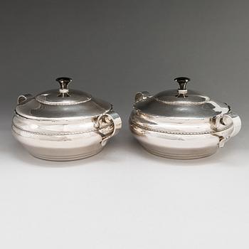 A pair of Danish silver tureens, maker's mark of Franz Hingelberg, Aarhus, Denmark 1917.