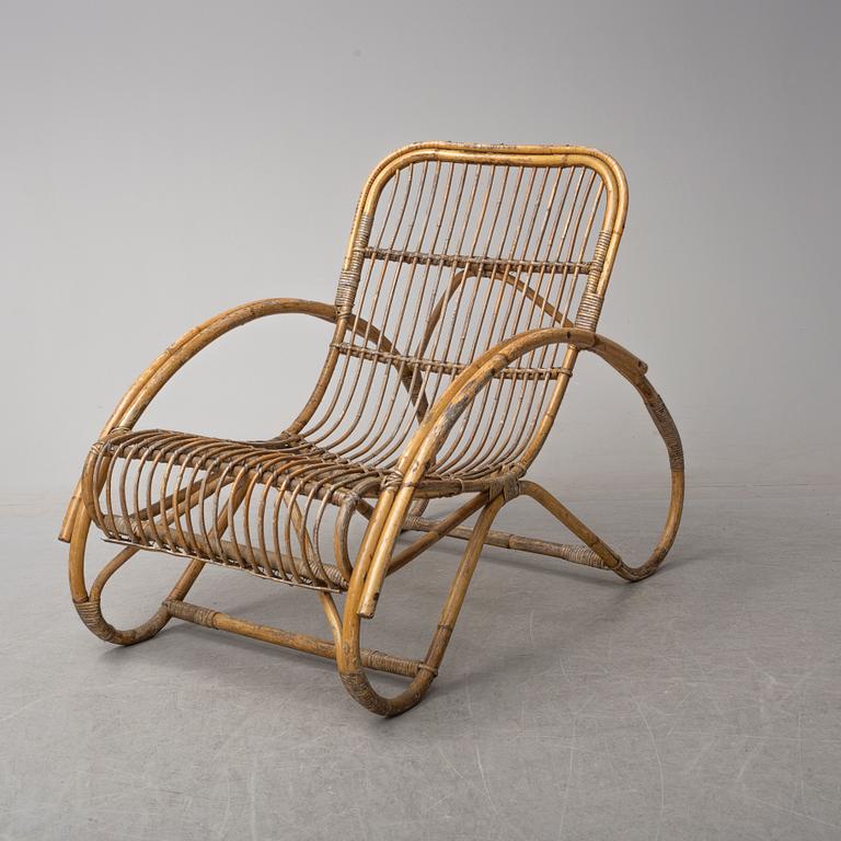 a pair of rattan easy chairs, 20th century.