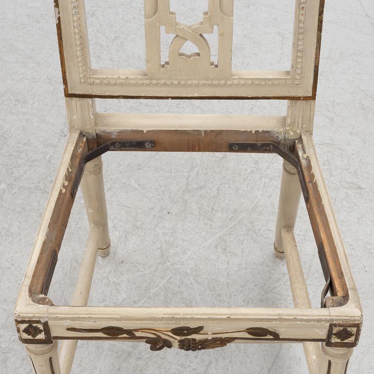 Four late-Gustavian chairs, Lindome, Sweden, around 1800.