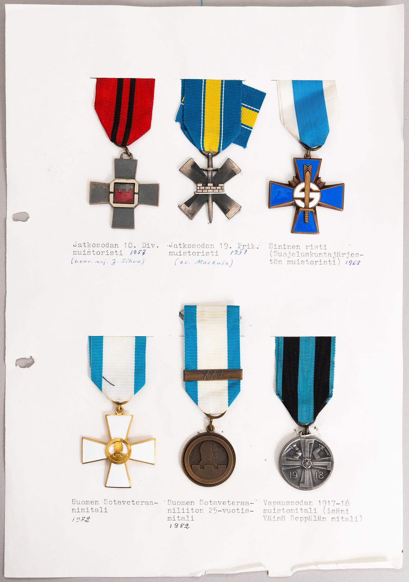 MEDALJER, 6 st, Finland 1900-tal.