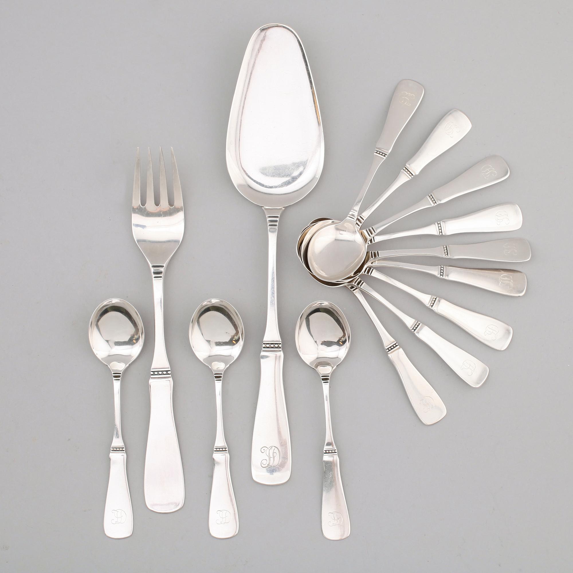BESTICK, 14 delar, silver, "Uppsala", MGAB, 1960-tal.  Vikt ca 280 g.