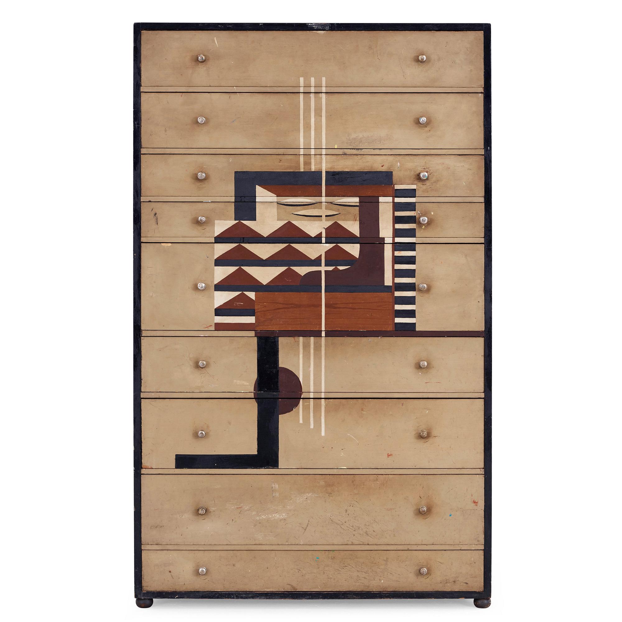 Ingegerd Torhamn, a modernist painted and decorated chest of drawers, Sweden ca 1930.