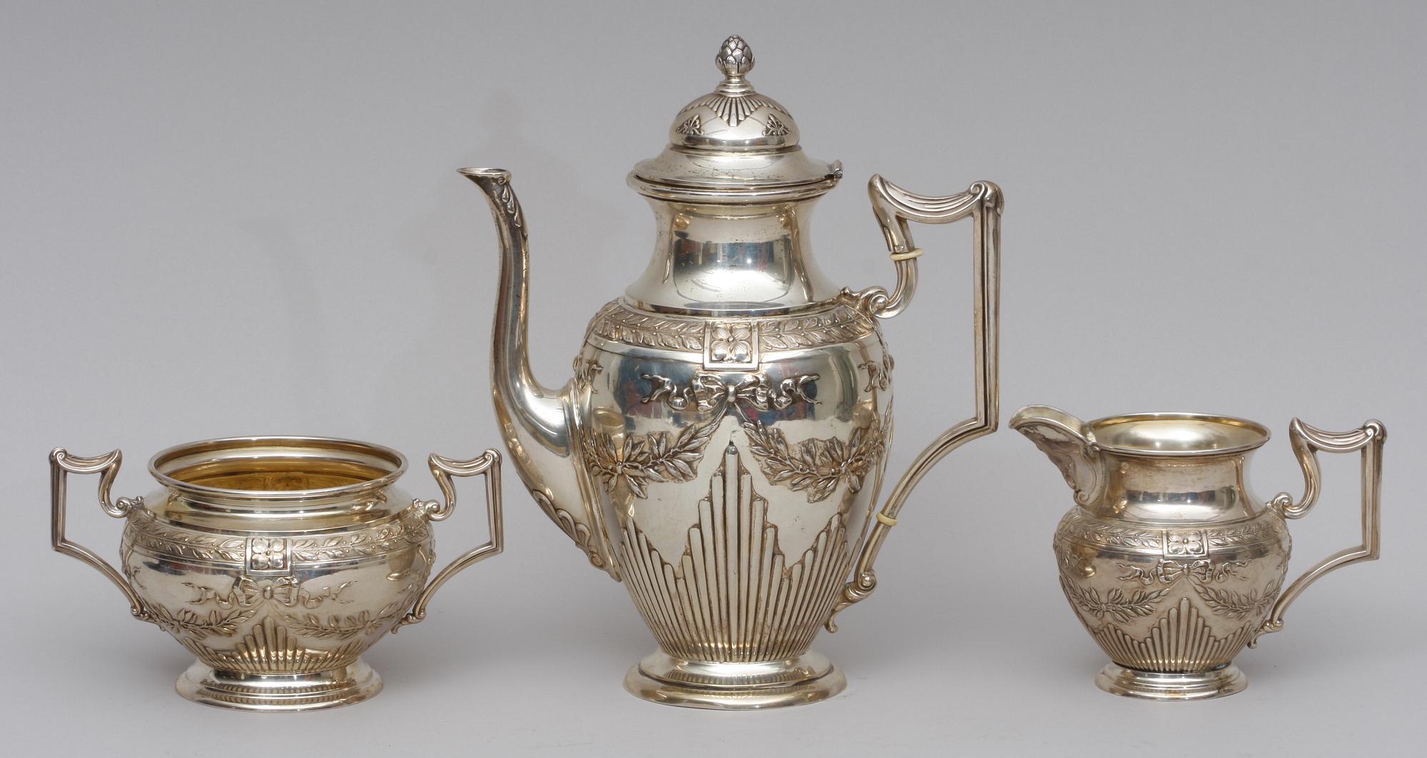 KAFFESERVIS , 3 delar, silver, 1903.