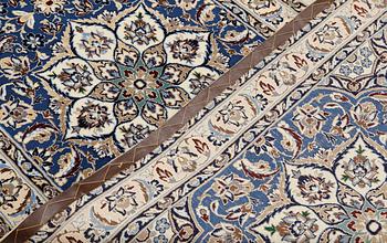 A runner carpet, Nain part silk, 380 x 100 cm.