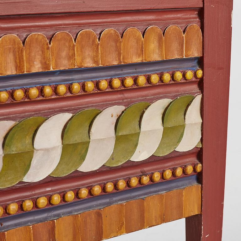 Two polychrome-painted Swedish chairs, 20th century.