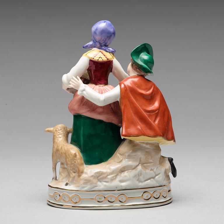 FIGURGRUPP, porslin. Neapelliknande märke, 1900-tal.