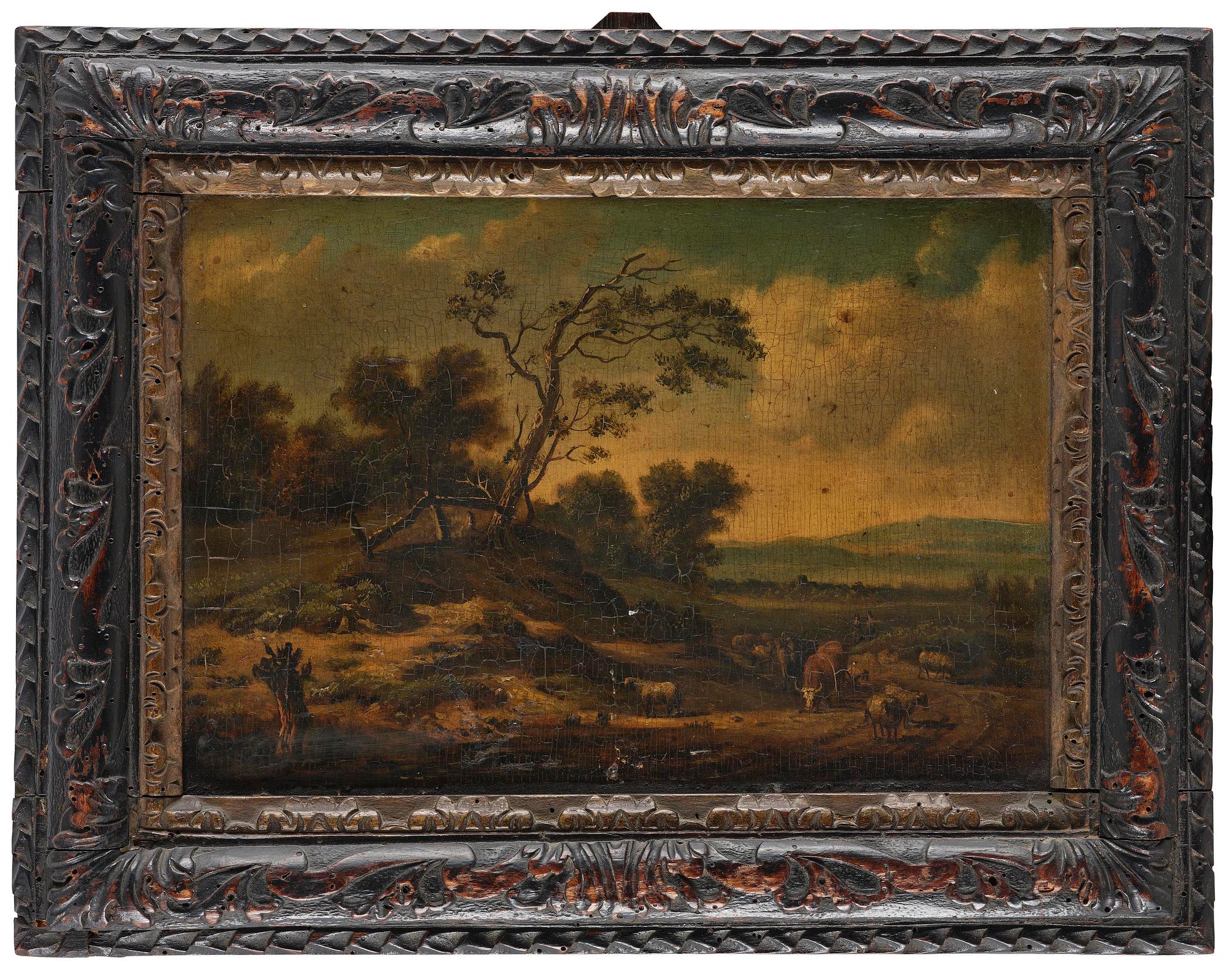 Jan Wynants (Wijnants), attributed to, Landscape with figure and dogs / Landscape with cattle and shepherds.