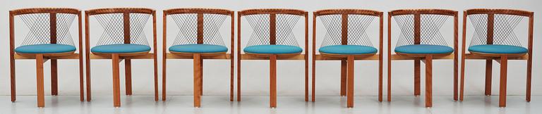 STOLAR, 7st, "String Chair", Niels Jörgen Haugesen, Danmark, 1970-tal.