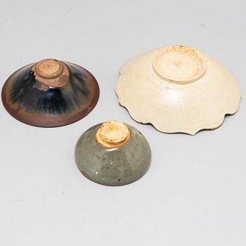 Three ceramic bowls, Song and Yuan dynasty.