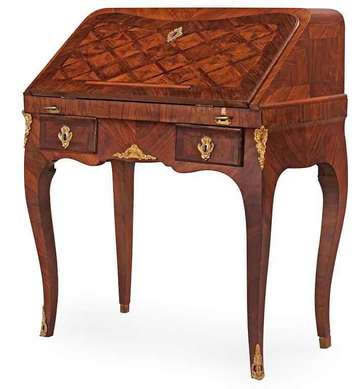 A Swedish Rococo 18th century secretaire in the manner of O Martin, master 1736.