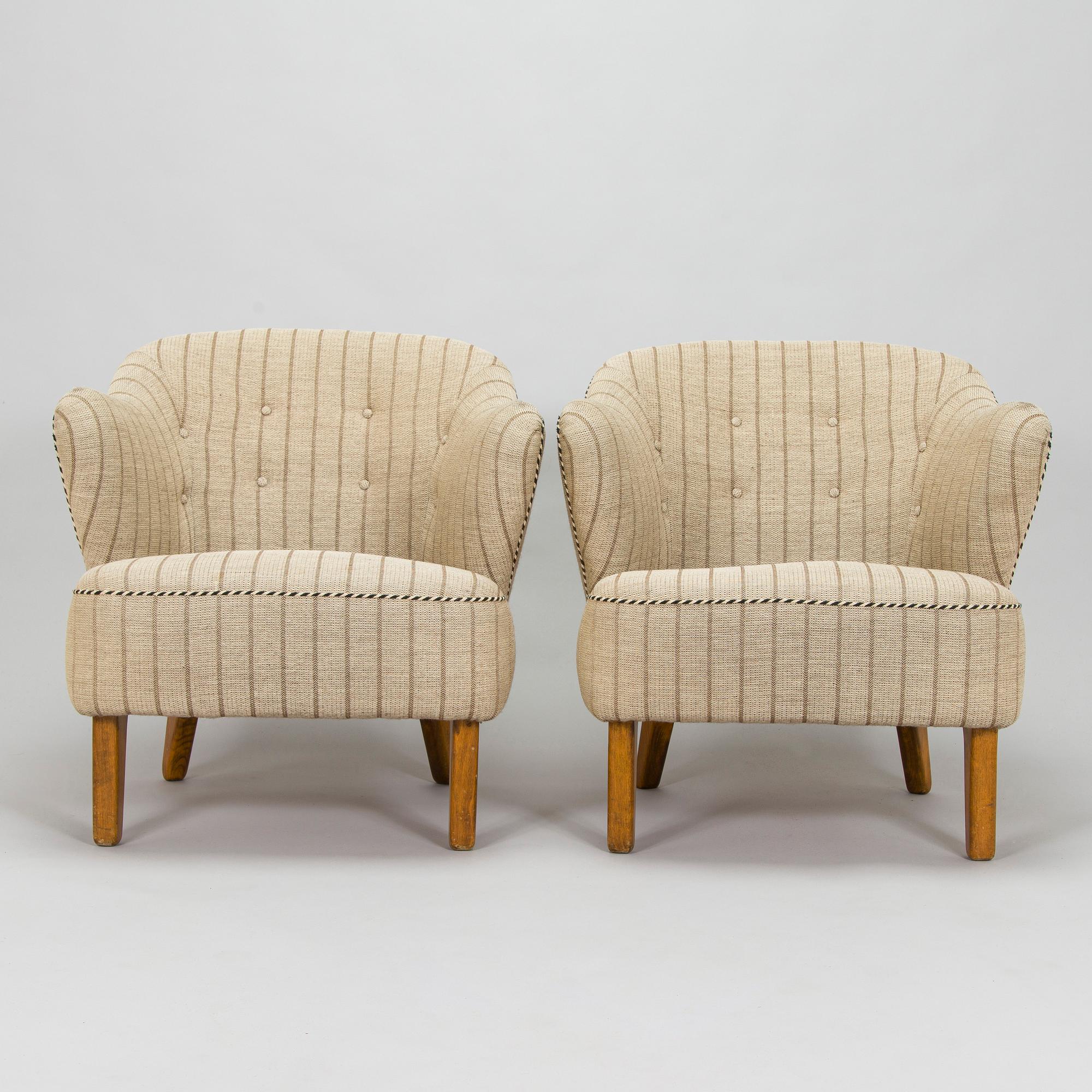 Flemming Lassen, fåtöljer, ett par, tillverkad av Asko 1952-1956.