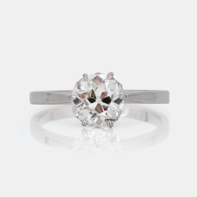 An old cushion-cut diamond solitaire ring.