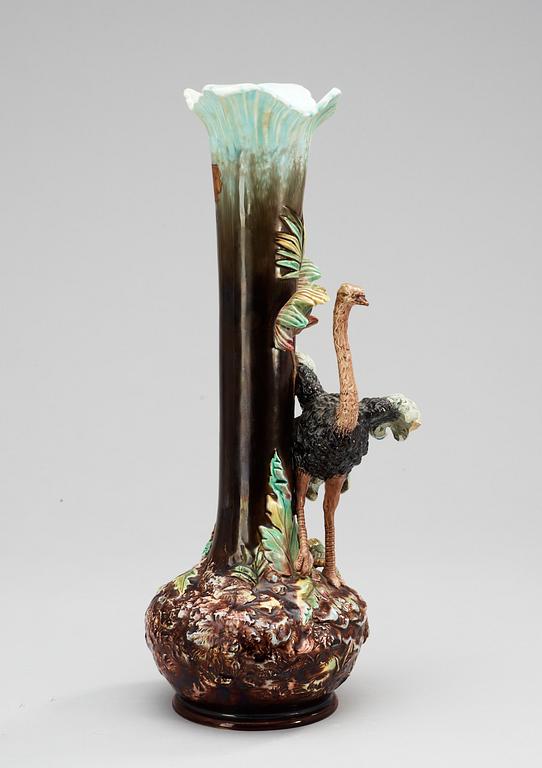 A late 19th Century majolica vase.