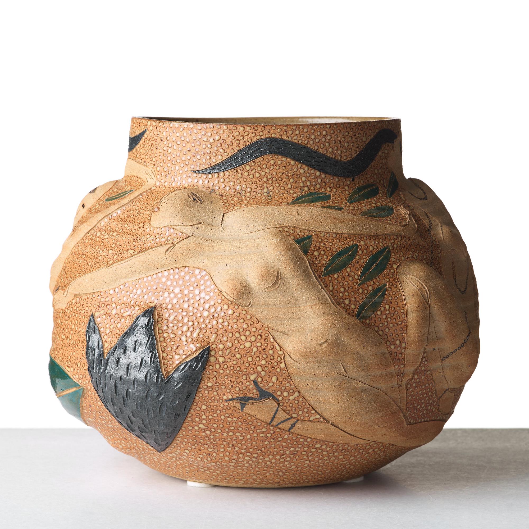 Eva Bengtsson, vas, Frillesås, Halland ca 1990, stengods.