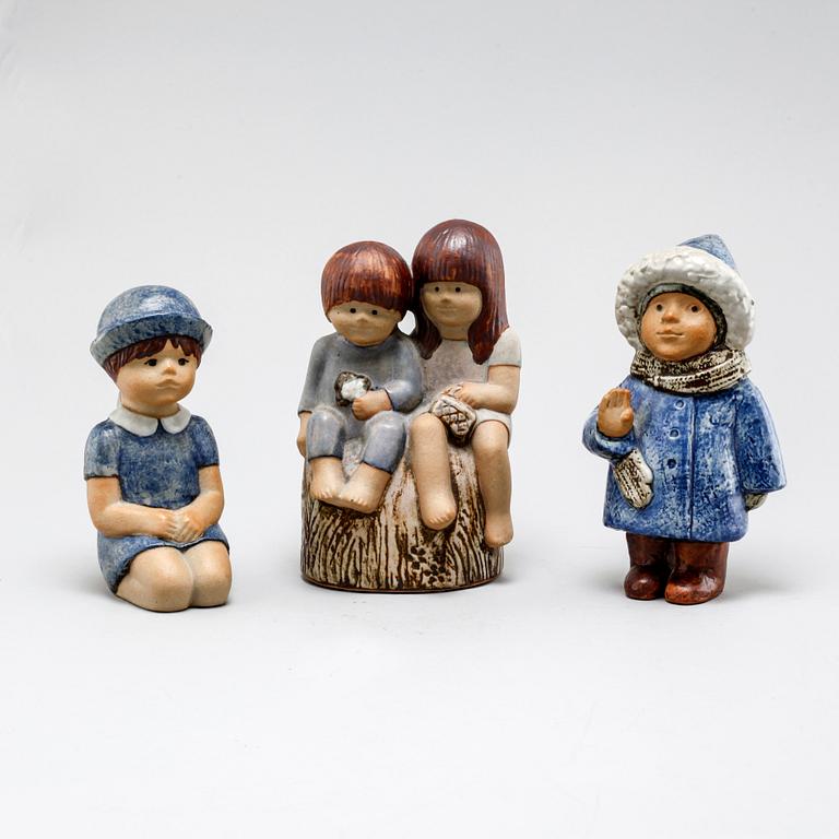 LISA LARSON, three stoneware figurines for Gustavsberg, second half of the 20th century.