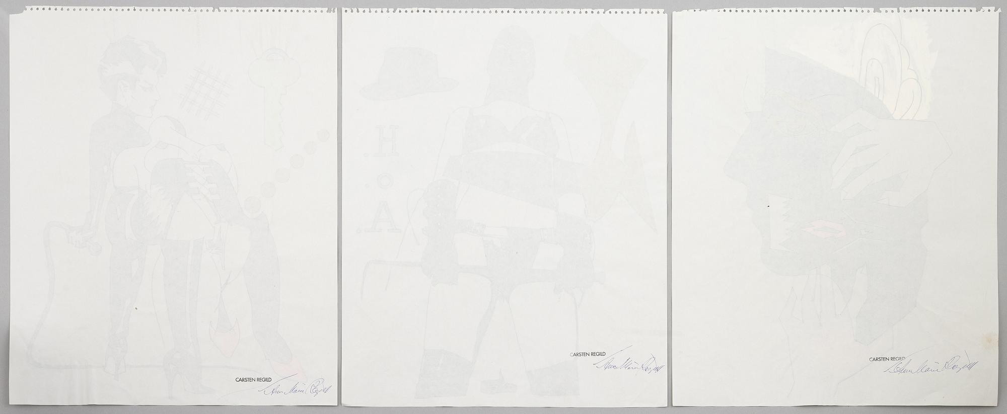 Carsten Regild, drawings, 3 pcs.