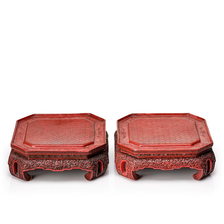 A pair of lacquer stands, Qing dynasty (1644-1912).