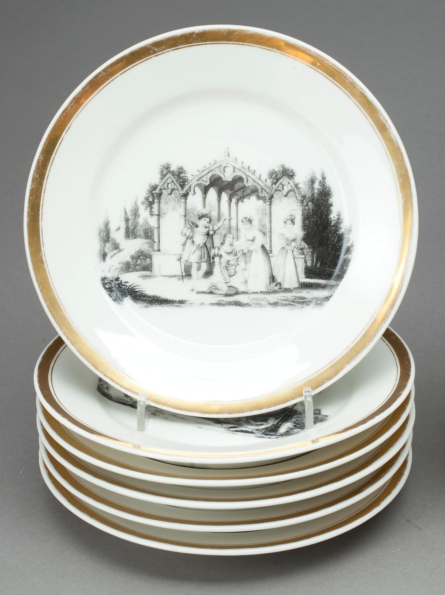 ASSIETTER, 18 st, porslin, empire, Frankrike, 1800-talets första hälft.
