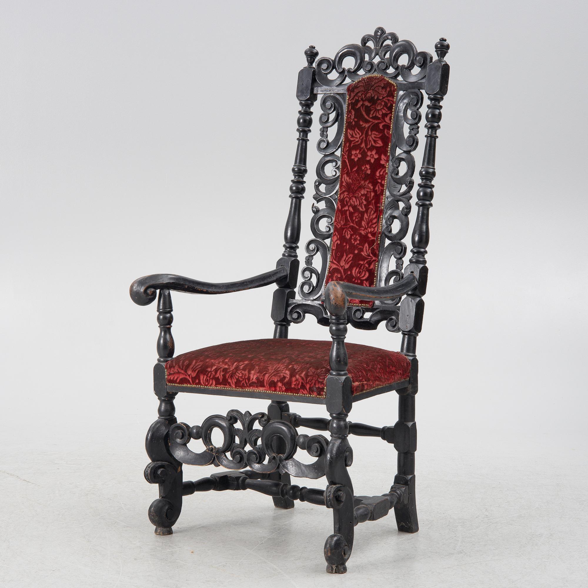 Karmstol, barockstil, omkring 1900 med äldre delar.